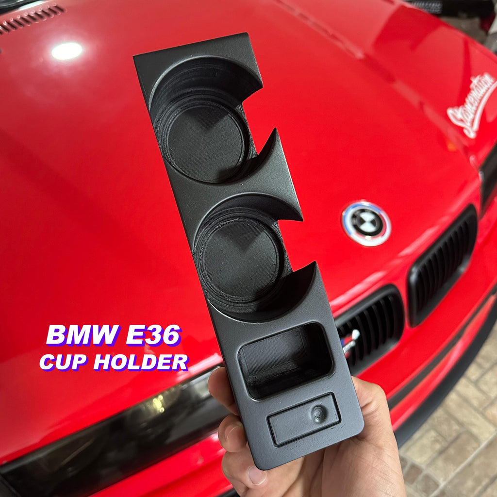 Portavasos consola BMW E36 con monedero y botón — vista 1